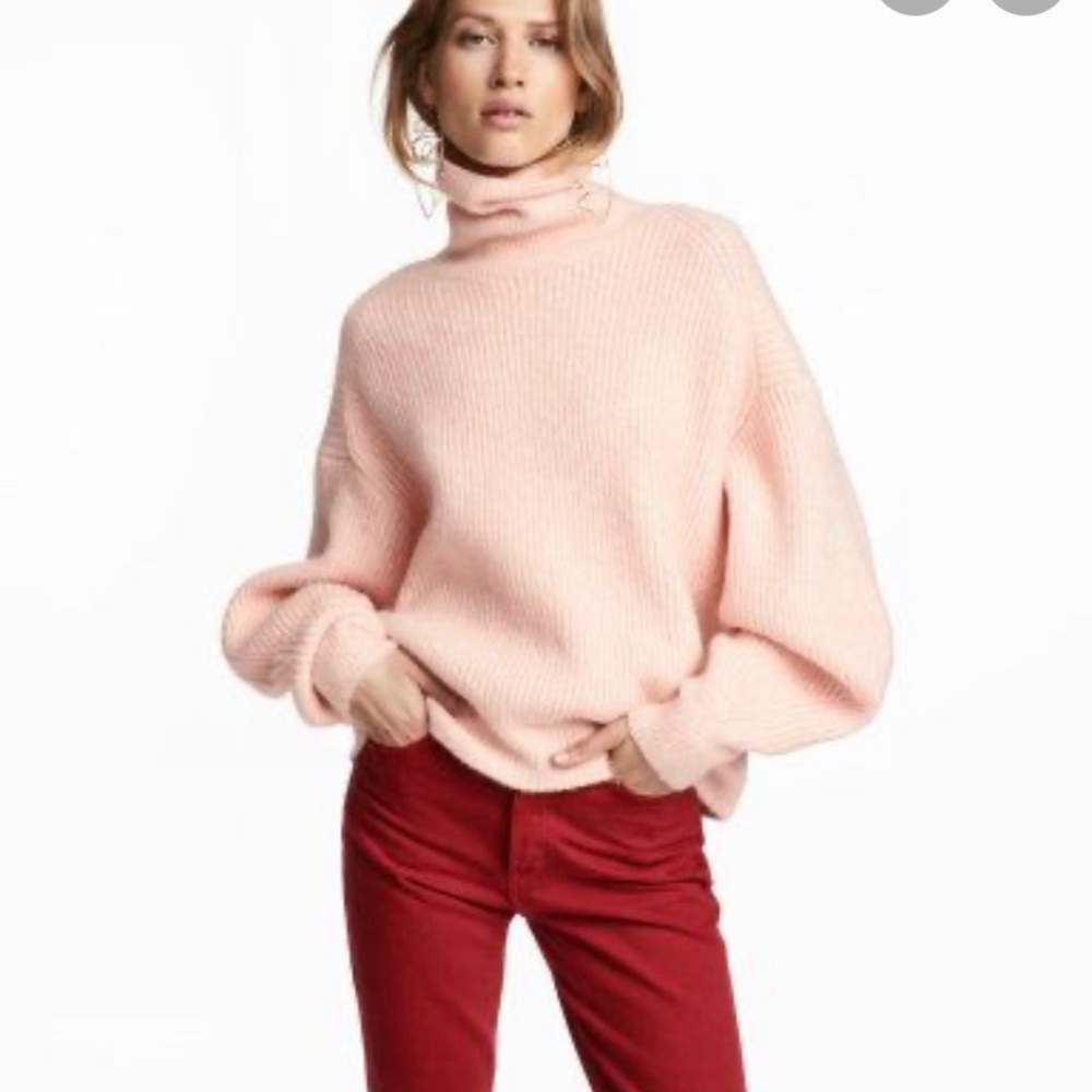 LOFT oversized pink turtleneck sweater